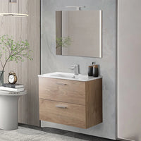 Mobile bagno sospeso 80 rovere africa con lavabo e specchio  Miami