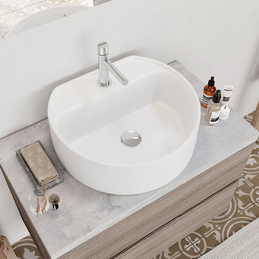 Mobile bagno sospeso 80 rovere fumo top cenere con specchio LED  Town