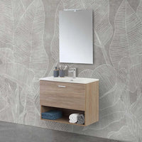 Mobile bagno sospeso 80 rovere tropea con lavabo e specchio LED  Martha