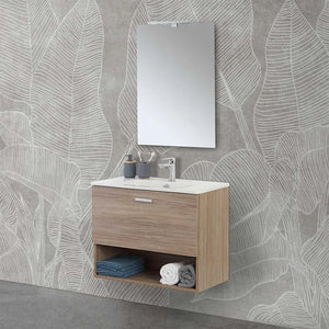Mobile bagno sospeso 80 rovere tropea con lavabo e specchio LED  Martha