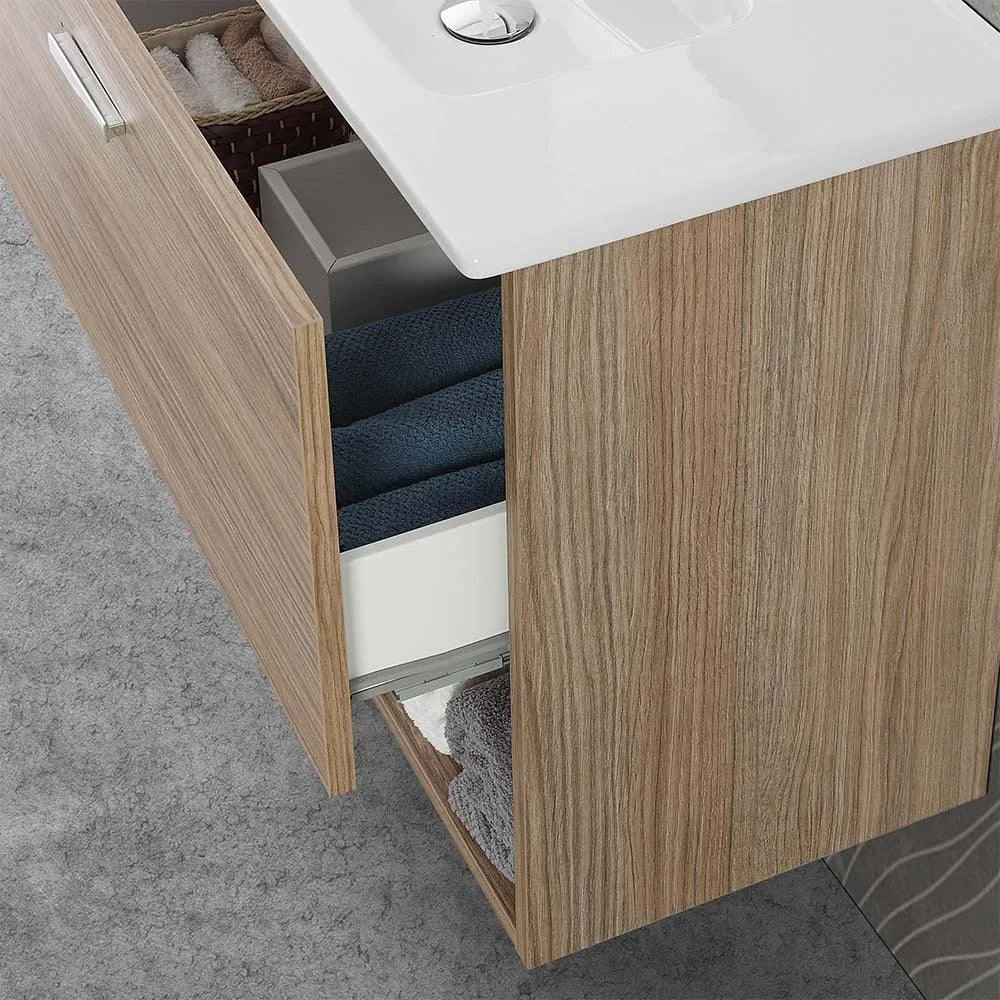 Mobile bagno sospeso 80 rovere tropea con lavabo e specchio LED  Martha