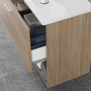 Mobile bagno sospeso 80 rovere tropea con lavabo e specchio LED  Martha