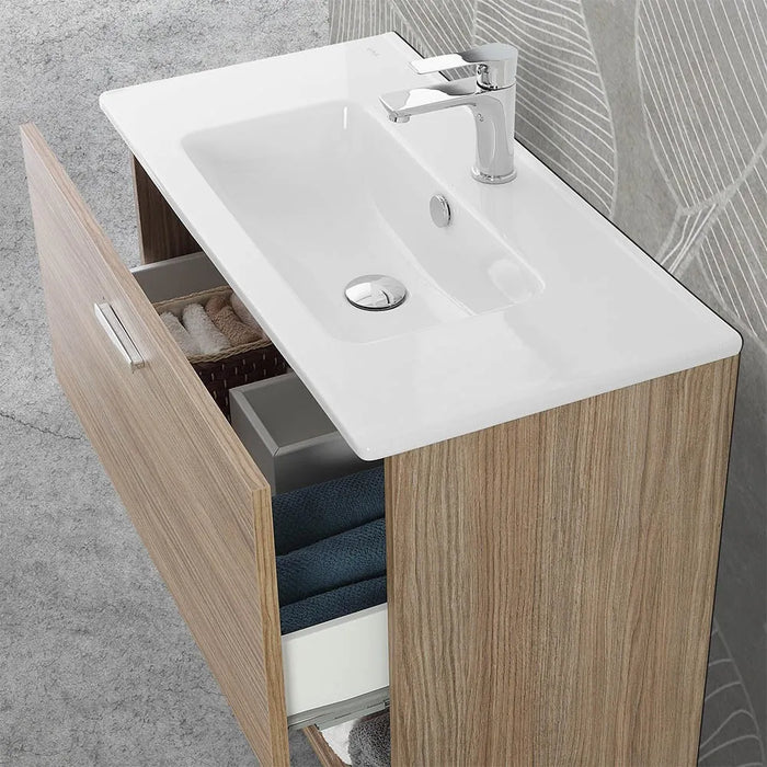 Mobile bagno sospeso 80 rovere tropea con lavabo e specchio LED  Martha