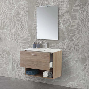 Mobile bagno sospeso 80 rovere tropea con lavabo e specchio LED  Martha
