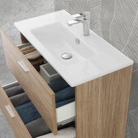 Mobile bagno sospeso 80 rovere tropea con pensile 150  lavabo e specchio  Martha