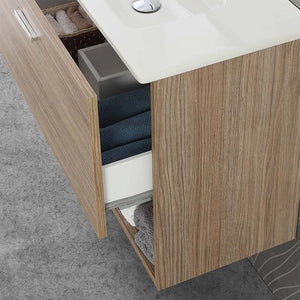 Mobile bagno sospeso 80 rovere tropea con pensile 150 lavabo e specchio  Martha