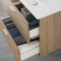 Mobile bagno sospeso 80 rovere tropea con pensile 150  lavabo e specchio  Martha