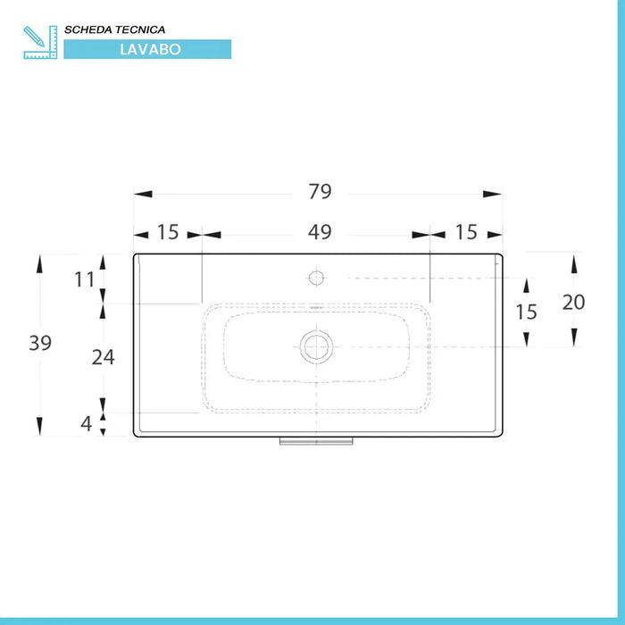 Mobile bagno sospeso 80 rovere tropea con pensile 150  lavabo e specchio  Martha