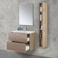 Mobile bagno sospeso 80 rovere tropea con pensile 150  lavabo e specchio  Martha