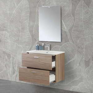 Mobile bagno sospeso 80 rovere tropea con top e specchiera LED  Martha