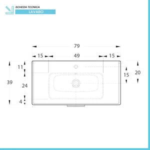 Mobile bagno sospeso 80 rovere tropea con top e specchiera LED  Martha