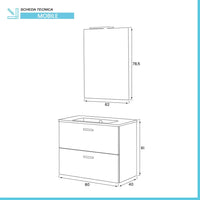 Mobile bagno sospeso 80 rovere tropea con top e specchiera LED  Martha