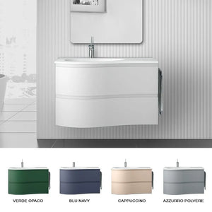 Mobile bagno sospeso 90 cm Melody bianco opaco con vasca a sinistra