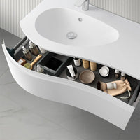 Mobile bagno sospeso 90 cm Melody bianco opaco con vasca a sinistra