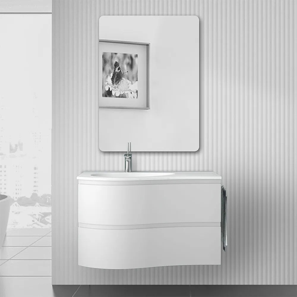Mobile bagno sospeso 90 cm Melody bianco opaco con vasca a sinistra