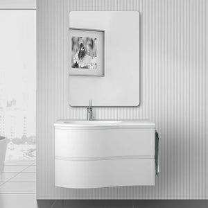Mobile bagno sospeso 90 cm Melody bianco opaco con vasca a sinistra