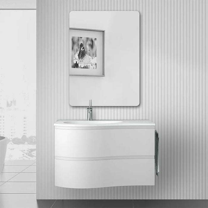 Mobile bagno sospeso 90 cm Melody bianco opaco con vasca a sinistra