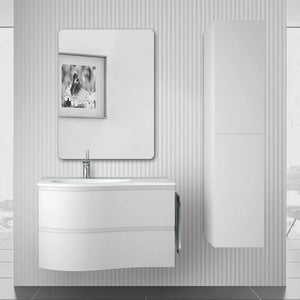 Mobile bagno sospeso 90 cm Melody bianco opaco con vasca a sinistra