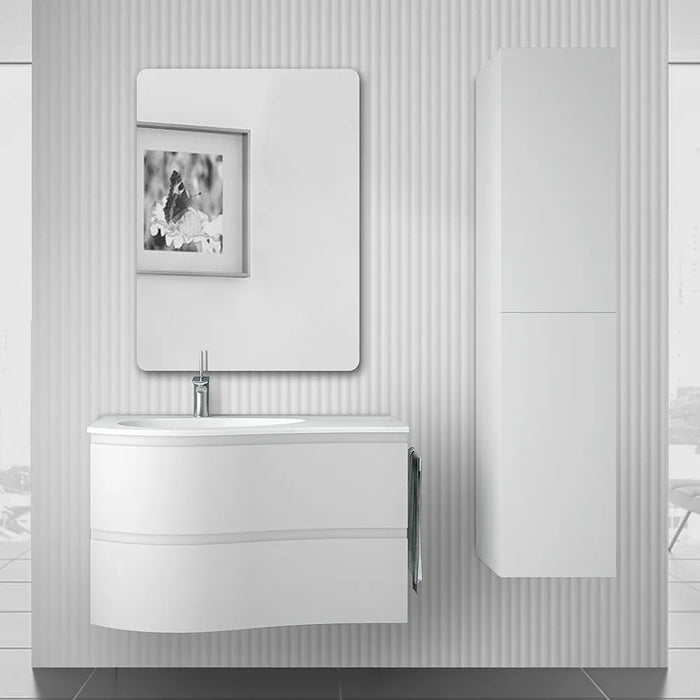 Mobile bagno sospeso 90 cm Melody bianco opaco con vasca a sinistra