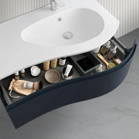 Mobile bagno sospeso 90 cm Melody blu navy con vasca a destra