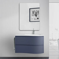 Mobile bagno sospeso 90 cm Melody blu navy con vasca a destra