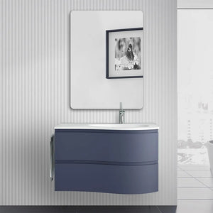 Mobile bagno sospeso 90 cm Melody blu navy con vasca a destra