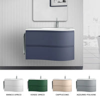 Mobile bagno sospeso 90 cm Melody blu navy con vasca a destra