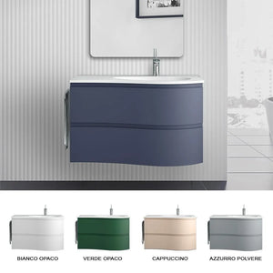 Mobile bagno sospeso 90 cm Melody blu navy con vasca a destra