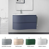 Mobile bagno sospeso 90 cm Melody blu navy con vasca a sinistra