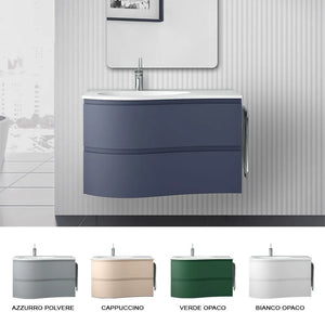 Mobile bagno sospeso 90 cm Melody blu navy con vasca a sinistra