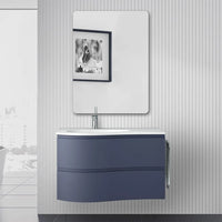 Mobile bagno sospeso 90 cm Melody blu navy con vasca a sinistra