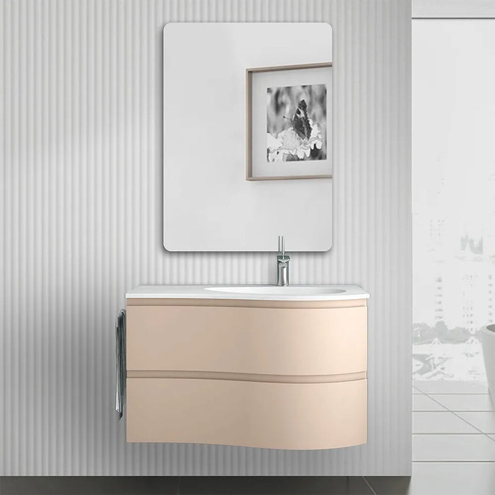 Mobile bagno sospeso 90 cm Melody cappuccino con vasca a destra