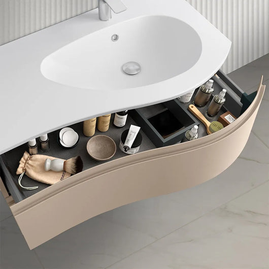 Mobile bagno sospeso 90 cm Melody cappuccino con vasca a destra
