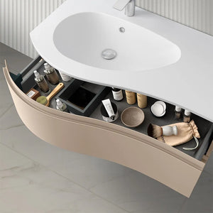 Mobile bagno sospeso 90 cm Melody cappuccino con vasca a sinistra