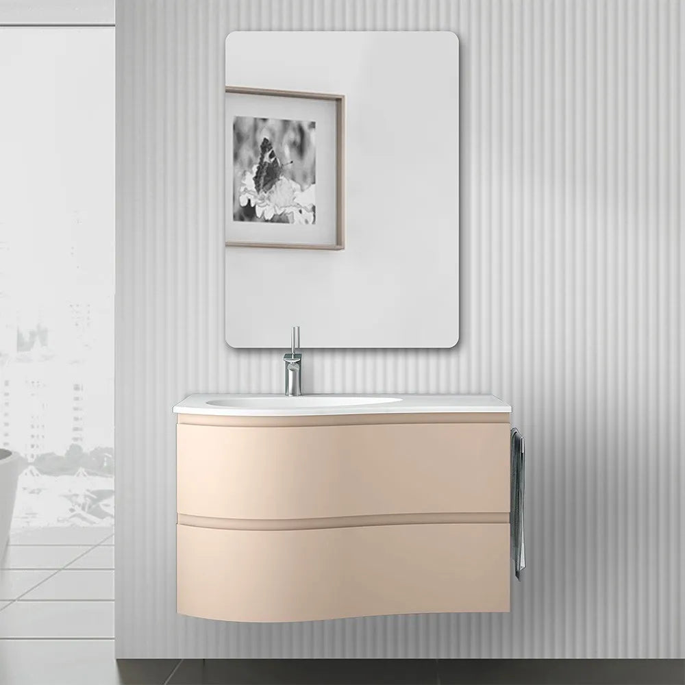 Mobile bagno sospeso 90 cm Melody cappuccino con vasca a sinistra