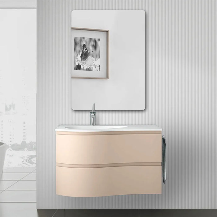 Mobile bagno sospeso 90 cm Melody cappuccino con vasca a sinistra