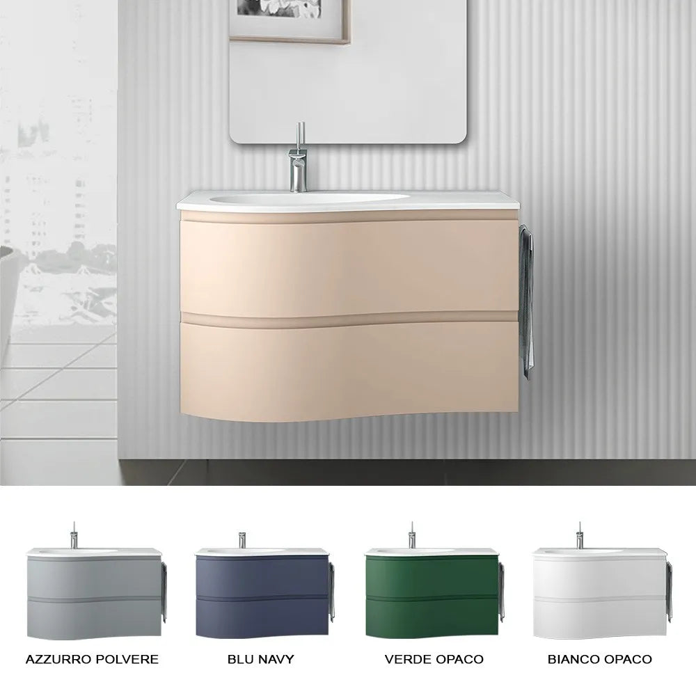 Mobile bagno sospeso 90 cm Melody cappuccino con vasca a sinistra