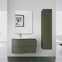 Mobile bagno sospeso 90 cm Melody verde bosco con vasca a sinistra