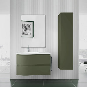 Mobile bagno sospeso 90 cm Melody verde bosco con vasca a sinistra