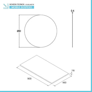 Mobile bagno sospeso 90 cm rovere africa con top e specchio Gaya