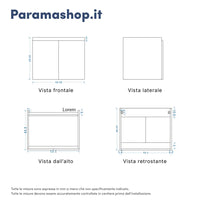 Mobile bagno sospeso 60 cm due ante bianco effetto legno lavabo e specchio | Yili