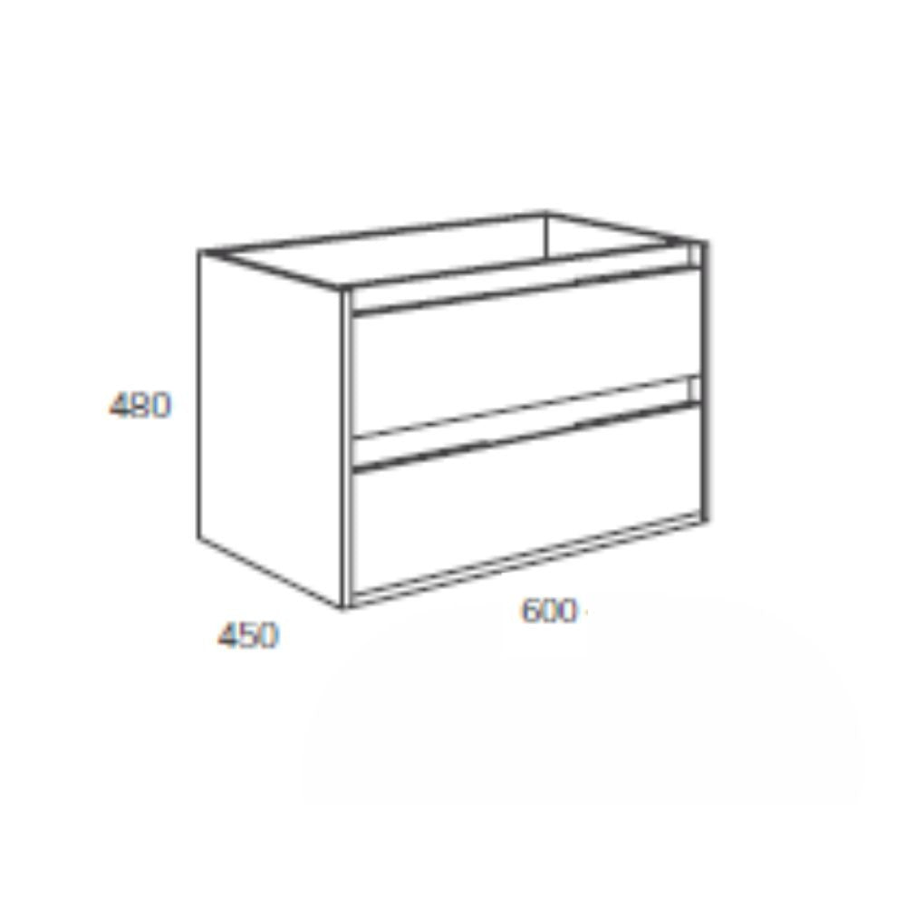 Mobile bagno sospeso Bolton colore bianco laccato lucido 60x45x48H 2 cassetti: design moderno e funzionalità