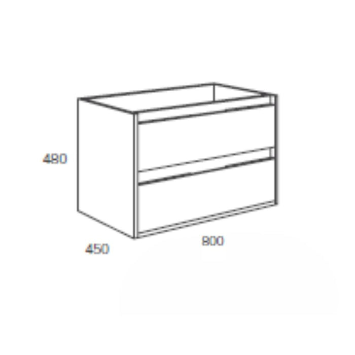 Mobile bagno sospeso Bolton colore bianco laccato lucido 80x45x48H 2 cassetti: design moderno e funzionalità