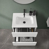 Mobile bagno sospeso cannettato 60 cm bianco opaco con lavabo  Bali