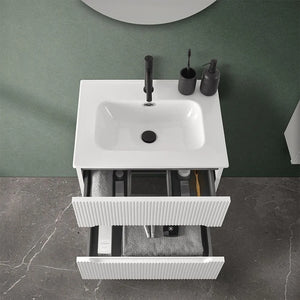 Mobile bagno sospeso cannettato 60 cm bianco opaco con lavabo  Bali