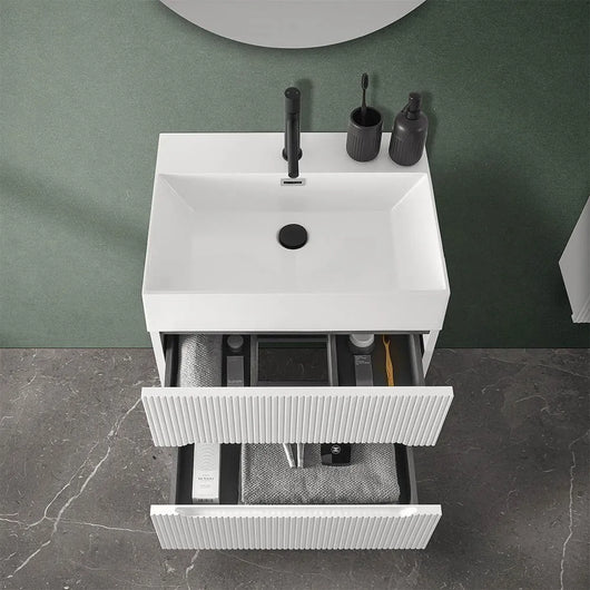 Mobile bagno sospeso cannettato 60 cm bianco opaco con specchio  Bali