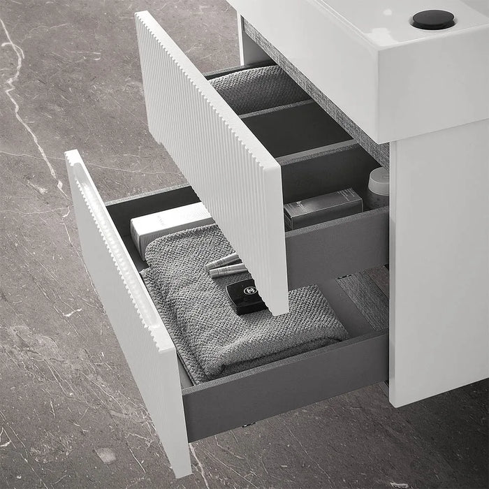 Mobile bagno sospeso cannettato 60 cm bianco opaco con specchio  Bali