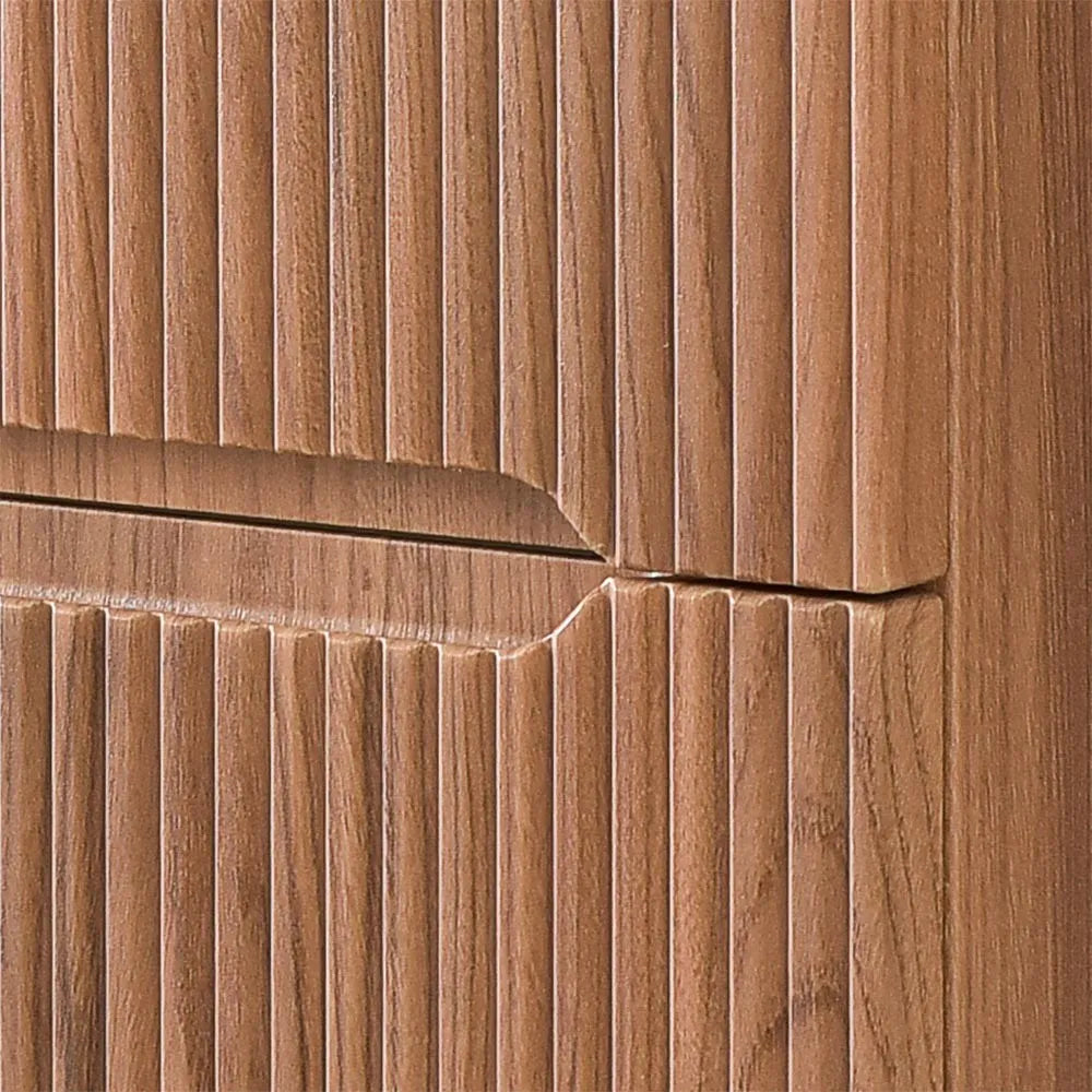 Mobile bagno sospeso cannettato 60 cm noce con top e specchio  Bali