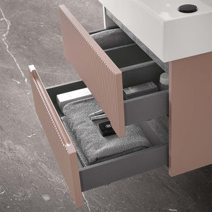 Mobile bagno sospeso cannettato 60 cm rosa con specchio | Bali