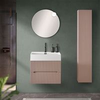 Mobile bagno sospeso cannettato 60 cm rosa con specchio | Bali